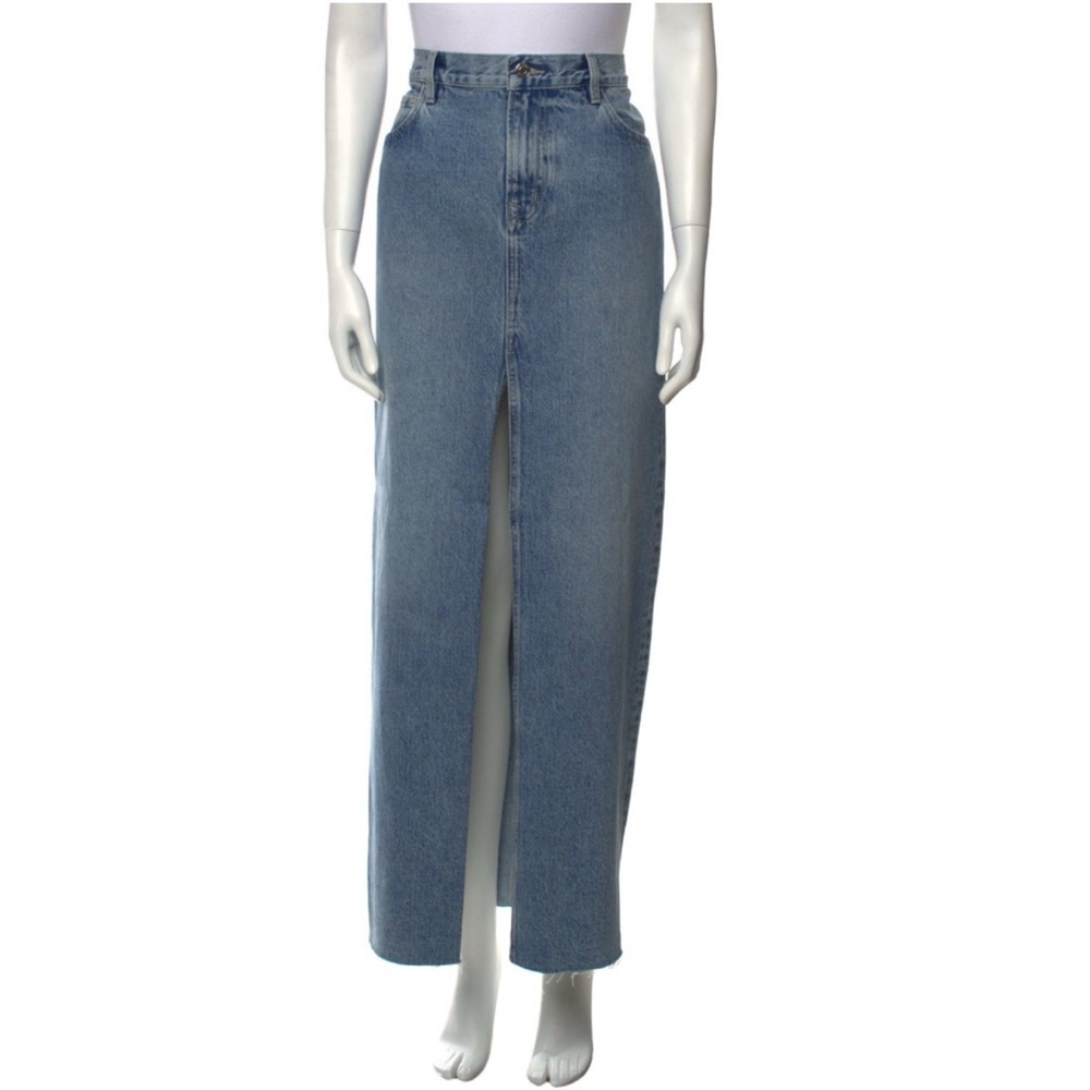 GRLFRND “The Candice” premium denim maxi column skirt 27